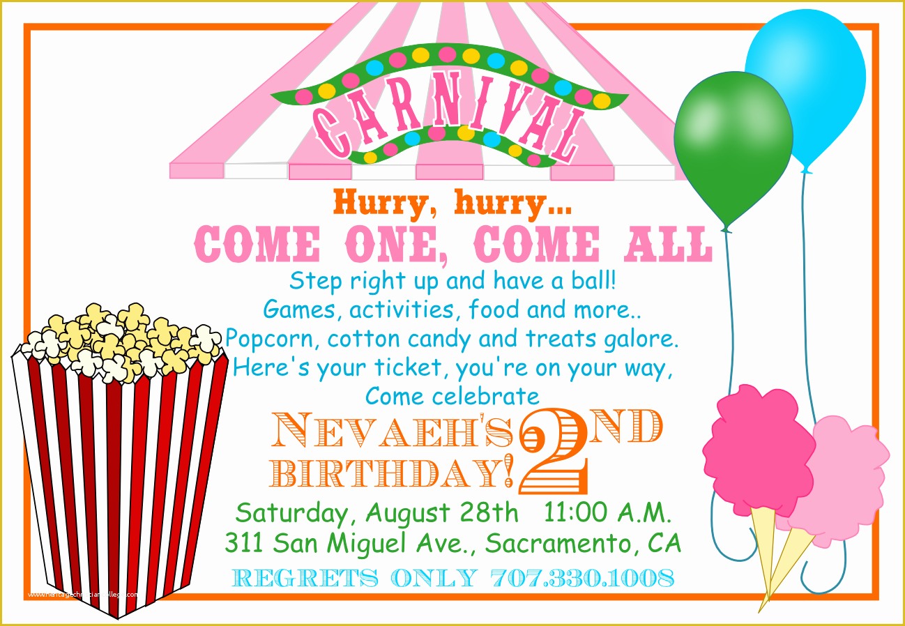 Circus Invitation Template Free Of Carnival Invitations Template Invitation Template