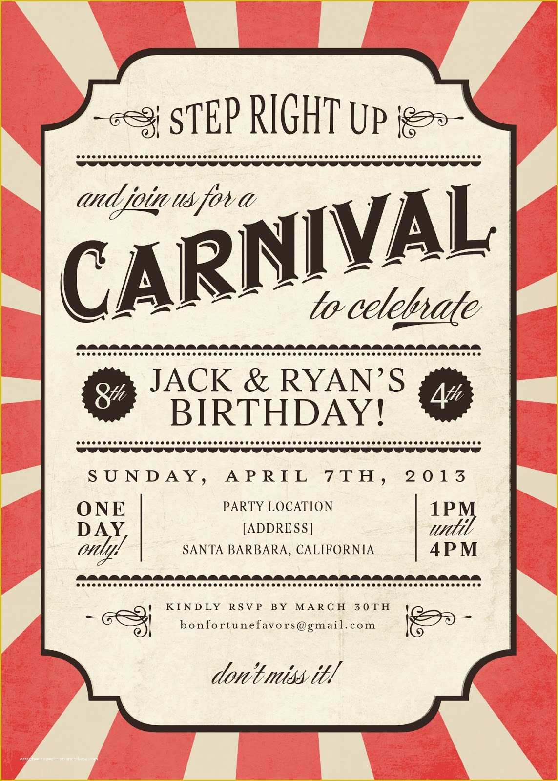 Circus Invitation Template Free Of Carnival Party Ideas New Kids Center