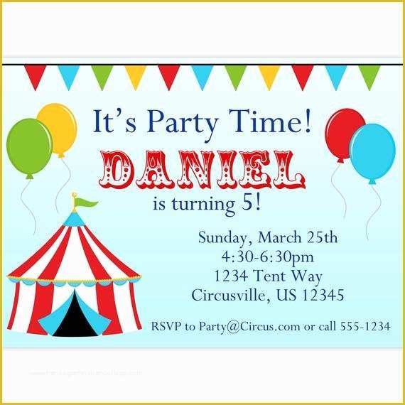 Circus Invitation Template Free Of Circus Carnival Invitation Red Big top Tent Balloons and