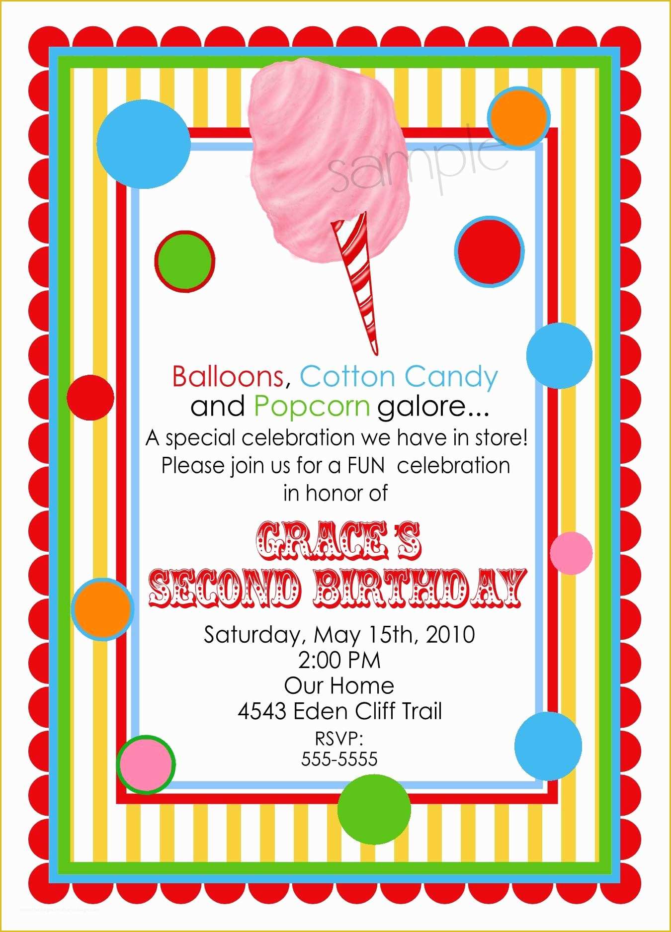 Circus Invitation Template Free Of Circus Invitations Cotton Candy Invitations Carnival