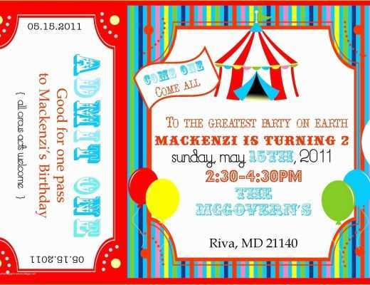 Circus Invitation Template Free Of Circus Invitations Template