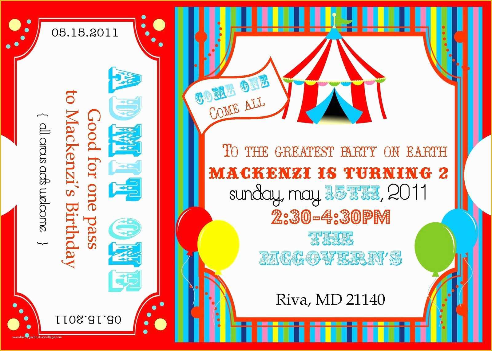 Circus Invitation Template Free Of Circus Invitations Template