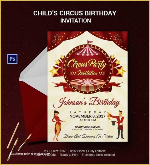 Circus Invitation Template Free Of Circus Party Invitation Template 24 Free Jpg Psd