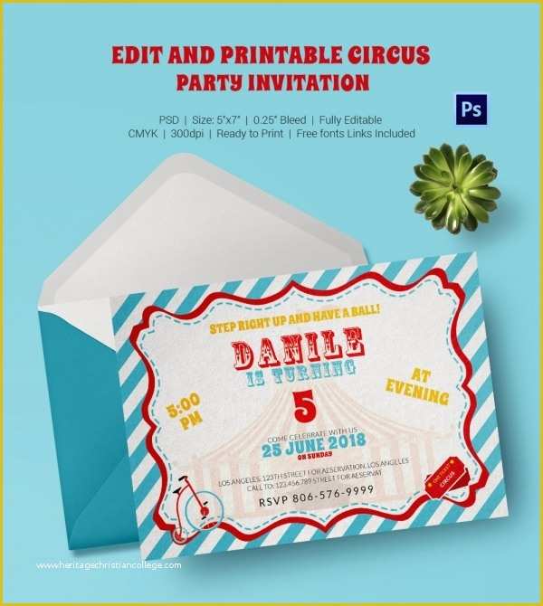 Circus Invitation Template Free Of Circus Party Invitation Template 24 Free Jpg Psd