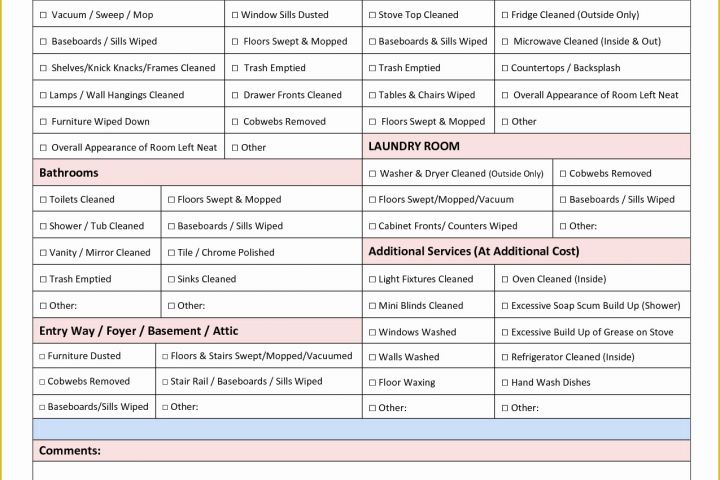 Cleaning Business Templates Free Of 9 Best Of Maid Service Checklist Printable House