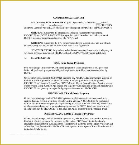 Commission Sales Agreement Template Free Of 21 Mission Agreement Template Free Sample Example
