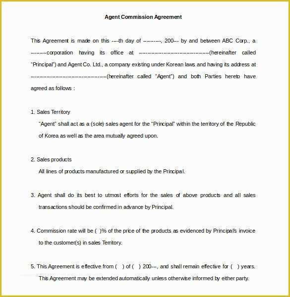 Commission Sales Agreement Template Free Of 23 Mission Agreement Templates Word Pdf Pages