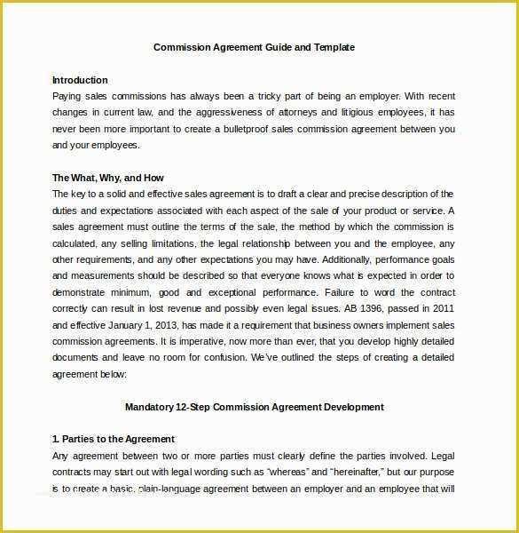 Commission Sales Agreement Template Free Of 23 Mission Agreement Templates Word Pdf Pages