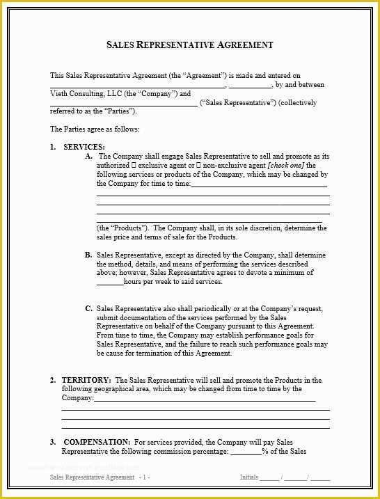 Commission Sales Agreement Template Free Of 9 Free Sample Sales Representative Agreement Templates