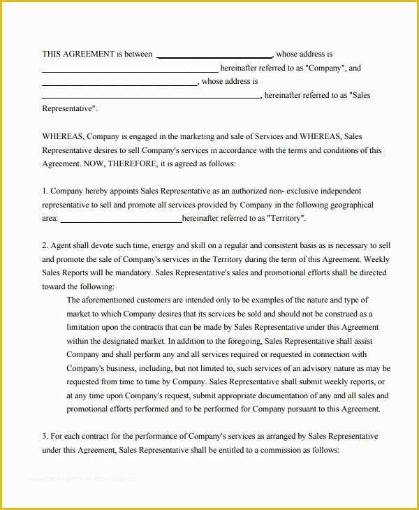 Commission Sales Agreement Template Free Of 9 Mission Sales Agreement Templates