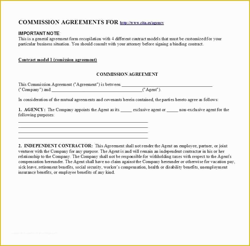 Commission Sales Agreement Template Free Of Exclusive Agency Agreement Gallery Agreement Letter format