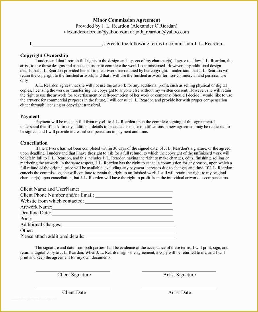 Commission Sales Agreement Template Free Of Minor Mission Agreement by Alexorio On Deviantart