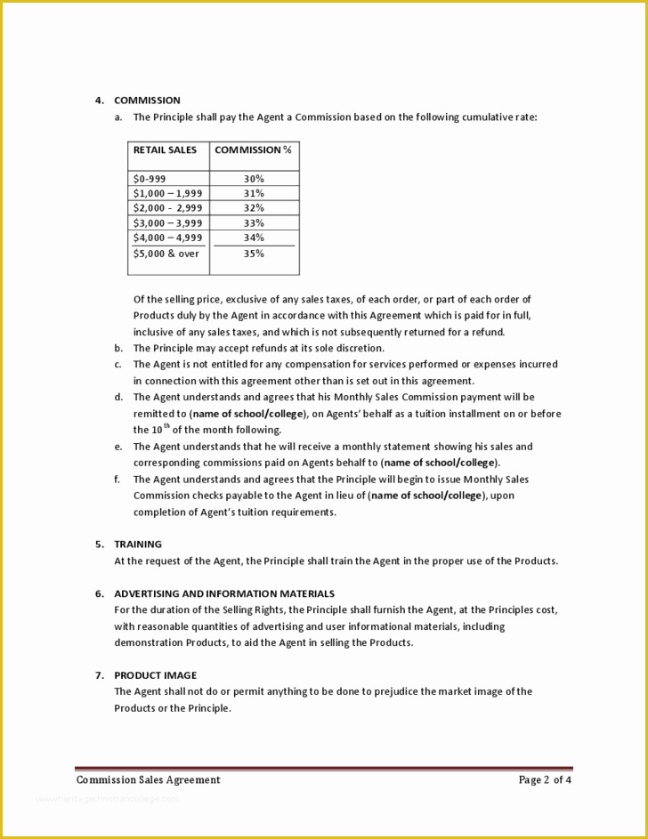 Commission Sales Agreement Template Free Of Mission Sales Agreement Free Download