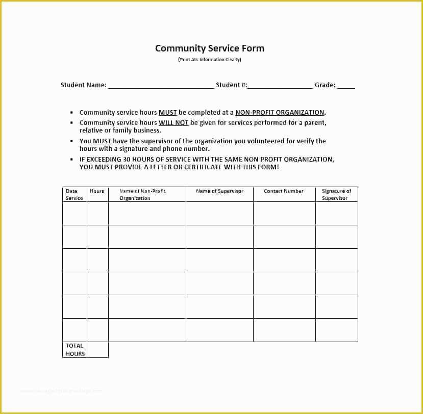 Community Templates Free Download Of Free Munity Service form Template Service Letter