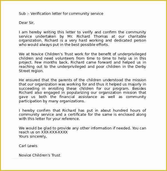 Community Templates Free Download Of Munity Service Letters to Download for Free Sample