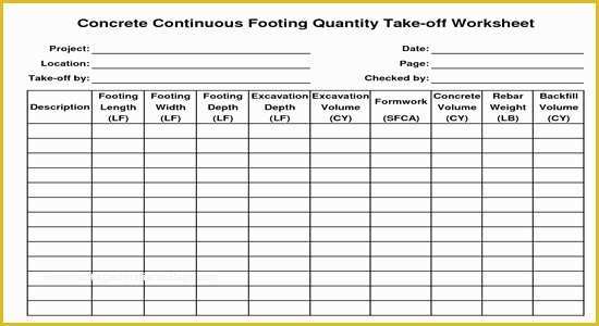 Concrete Estimate Template Free Of All Worksheets Construction Estimation Worksheets