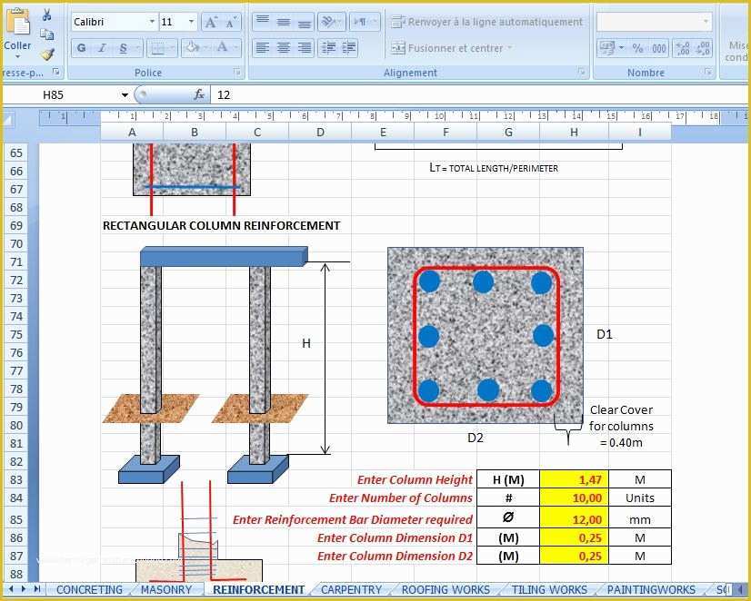 Concrete Estimate Template Free Of Concrete Estimate Calculator Excel Template Civil