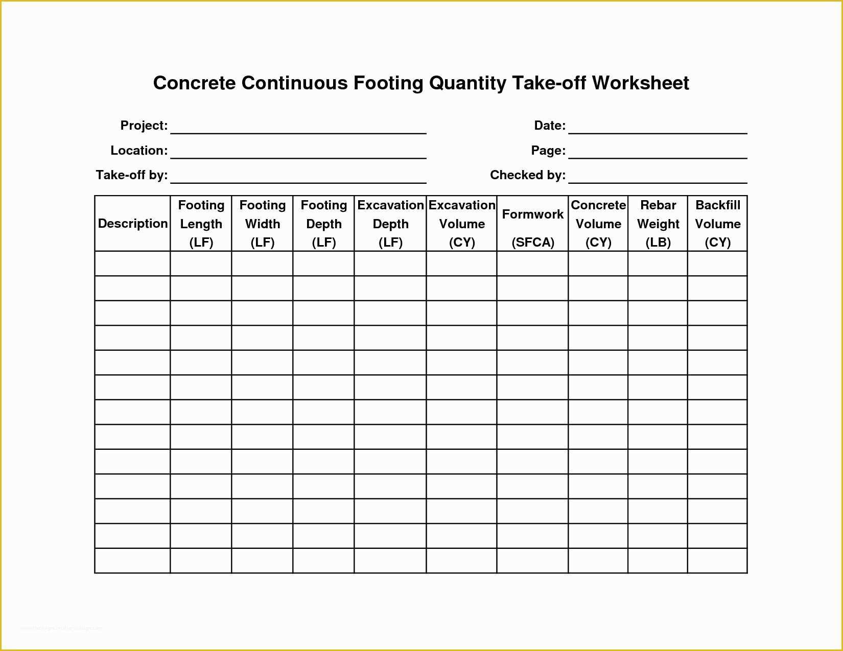 Concrete Estimate Excel Template Free