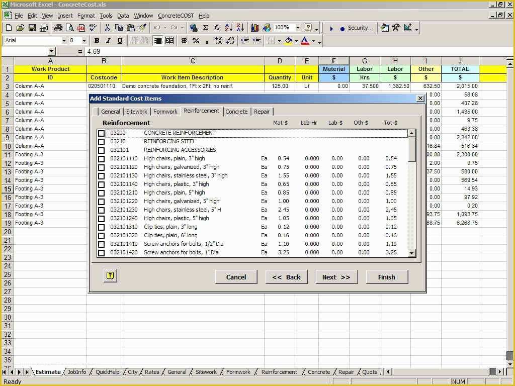 Concrete Estimate Template Free Of Estimating Template Archives Construction Cost Estimate