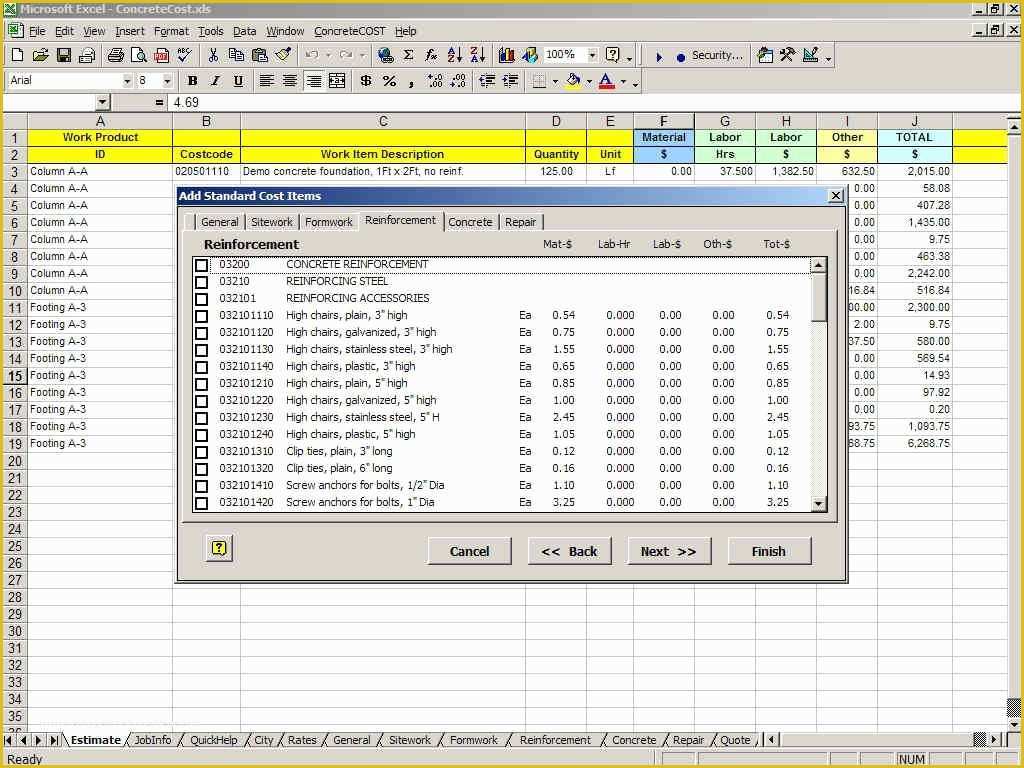 Concrete Estimate Template Free Of Estimating Template Archives Construction Cost Estimate