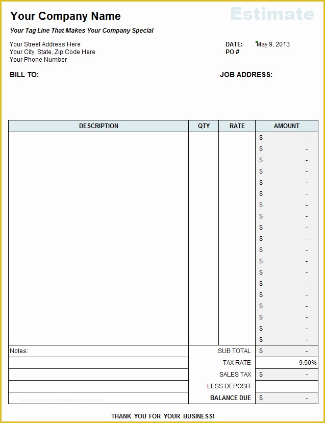 Concrete Estimate Template Free Of Free Contractor Estimate Template On Excel