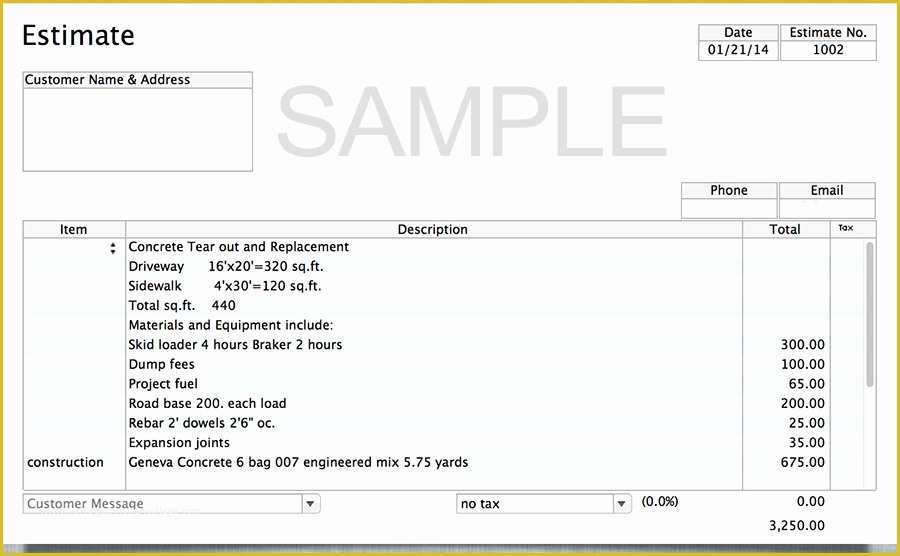 Concrete Estimate Template Free Of Free Estimate – Jrs Construction Utah