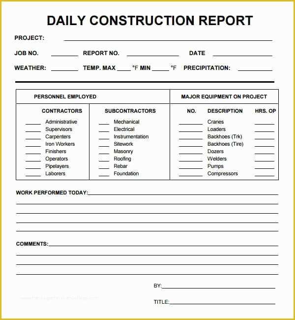 Construction Daily Report Template Free Of 10 Daily Report Templates Word Excel Pdf formats