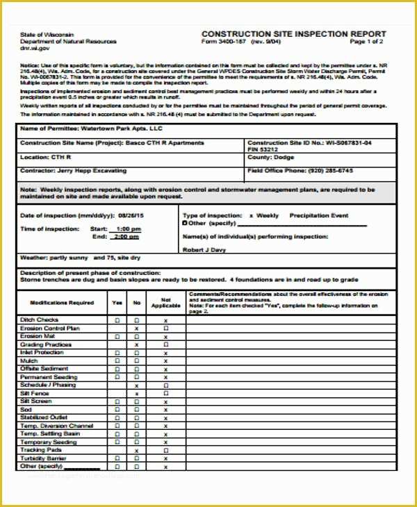 Construction Daily Report Template Free Of 16 Sample Construction Report Templates Word Docs