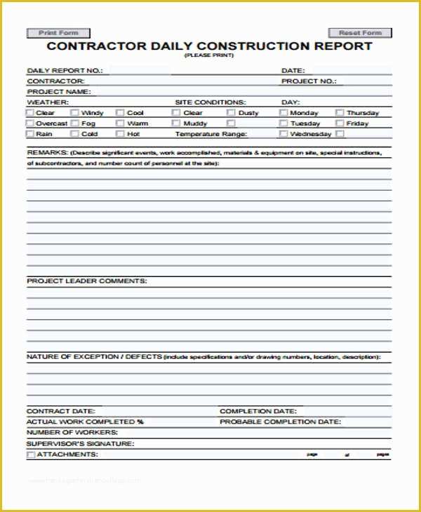 Construction Daily Report Template Free Of 16 Sample Construction Report Templates Word Docs