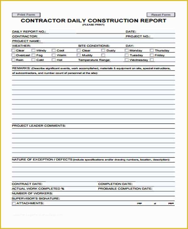 Construction Daily Report Template Free Of 16 Sample Construction Report Templates Word Docs