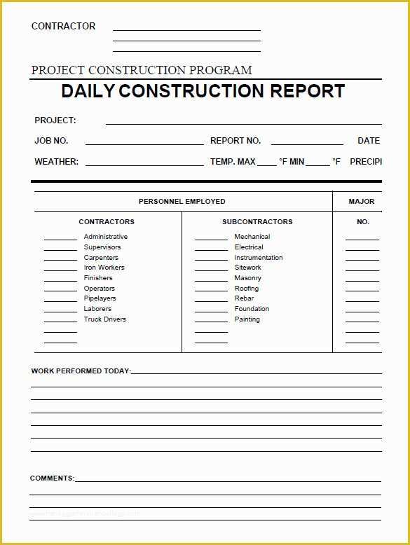 Construction Daily Report Template Free Of 21 Daily Construction Report Templates Pdf Google Docs