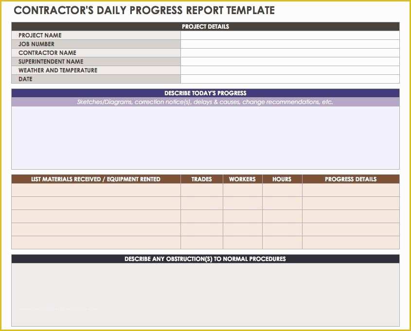 Construction Daily Report Template Free Of Construction Daily Reports Templates or software Smartsheet
