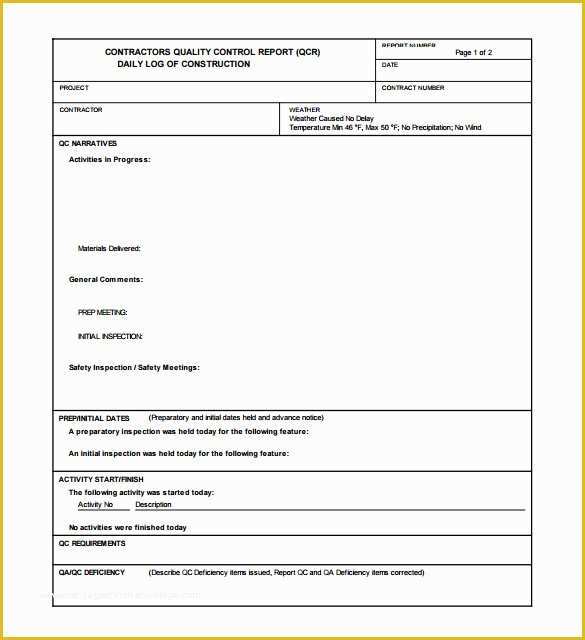 Construction Daily Report Template Free Of Daily Construction Report Template – 25 Free Word Pdf