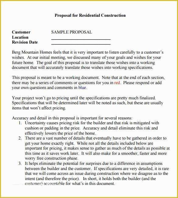 Construction Job Proposal Template Free Of 13 Sample Contractor Proposals