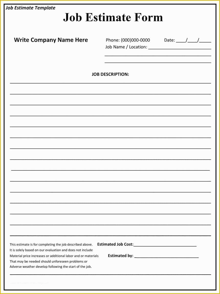 Construction Job Proposal Template Free Of 44 Free Estimate Template forms [construction Repair