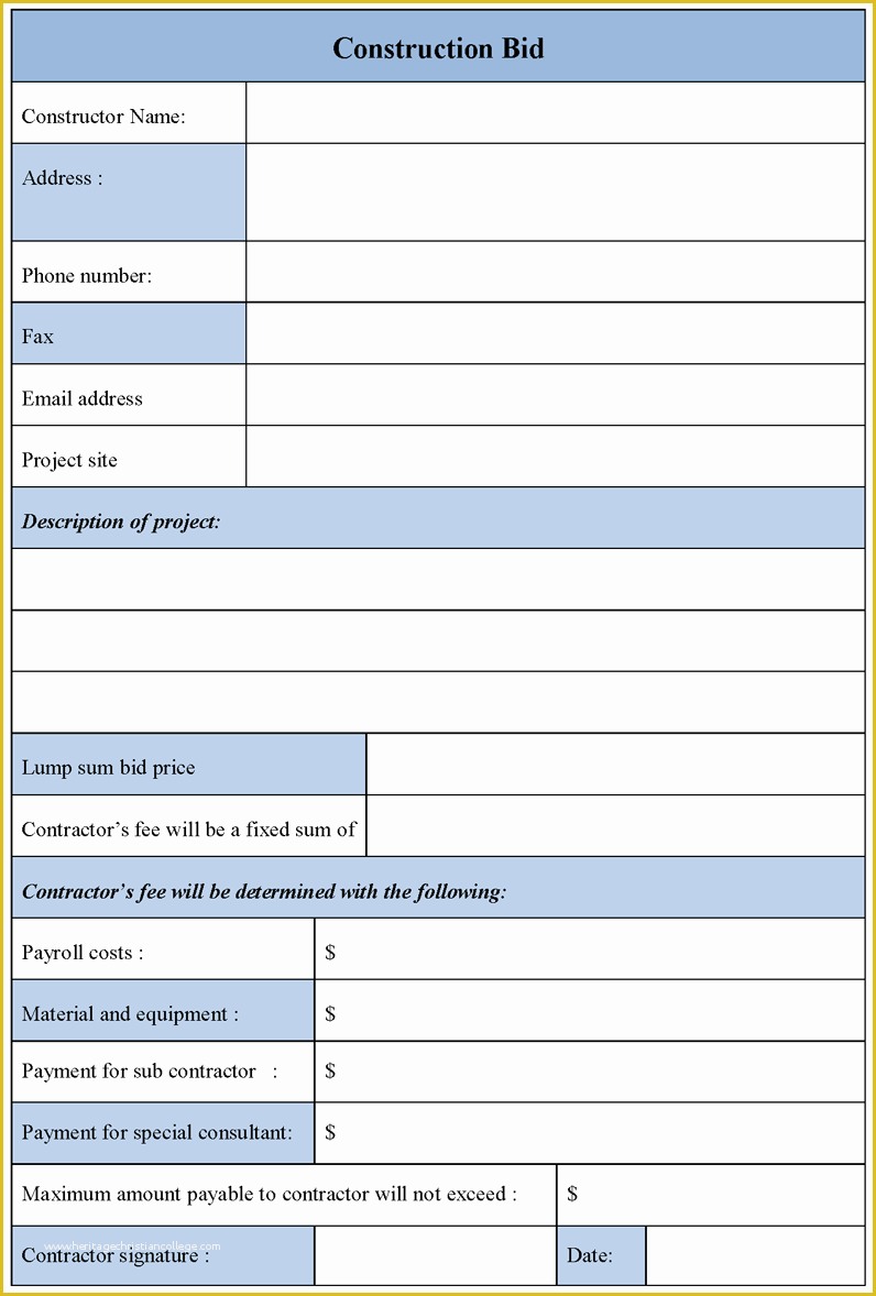 Construction Job Proposal Template Free Of Bid Proposal form Example Mughals