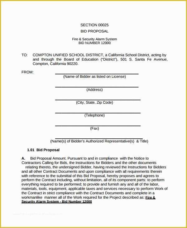 Construction Job Proposal Template Free Of Contractor Proposal Template 13 Free Word Document