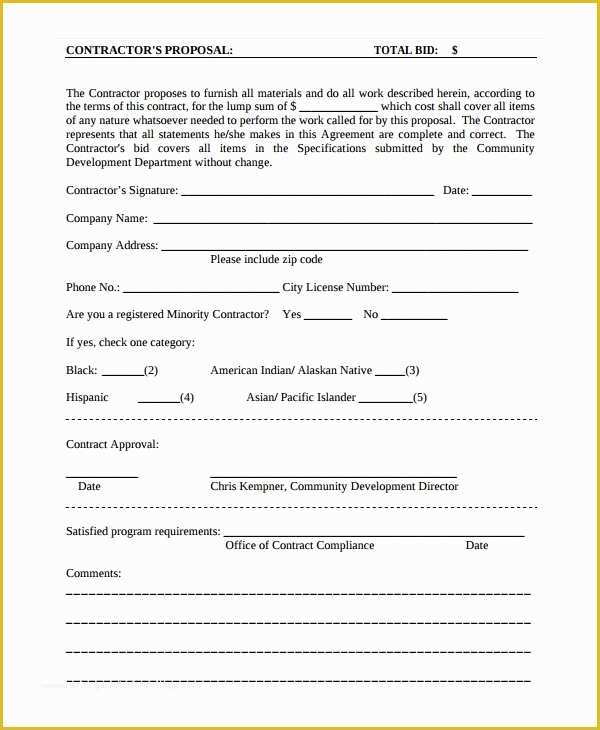 Construction Job Proposal Template Free Of Contractor Proposal Template 13 Free Word Document