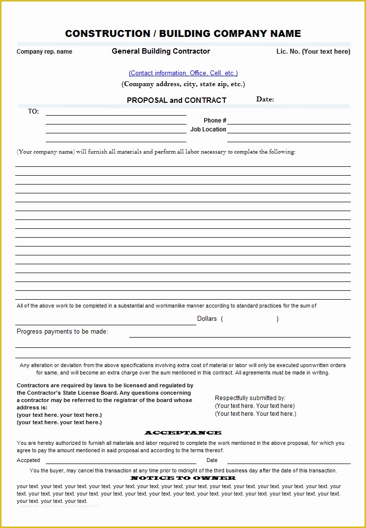 Construction Job Proposal Template Free Of Free Construction Proposal Template Construction