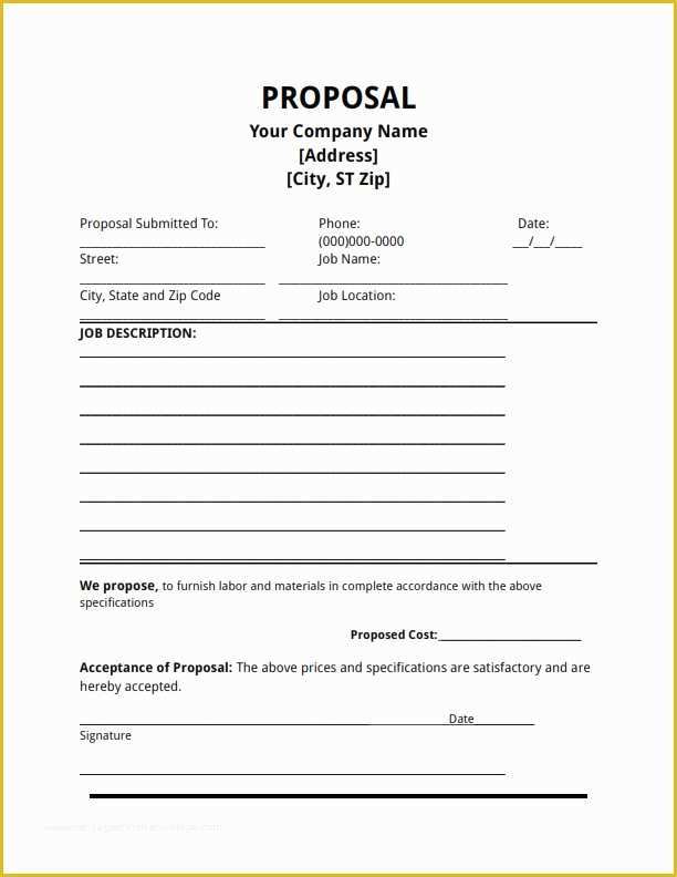 Construction Job Proposal Template Free Of Job Proposal Template