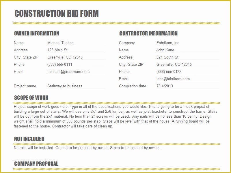 Construction Quotes Templates for Free Of Bid Quote Template Quote Template