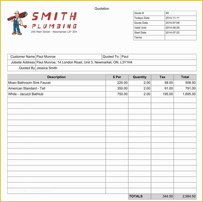Construction Quotes Templates for Free Of Carpenter Invoice Template