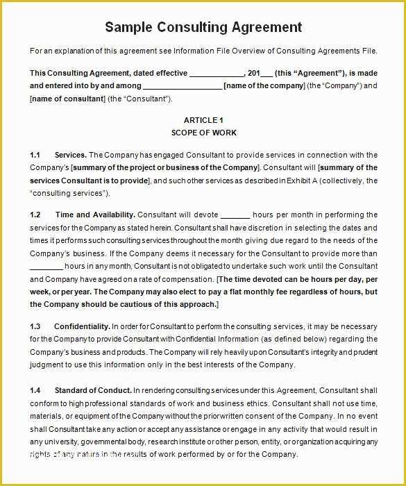 Consulting Agreement Template Free Of 25 Consulting Agreement Samples