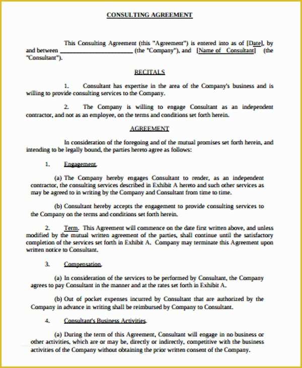 Consulting Agreement Template Free Of 6 Simple Consulting Agreement Samples