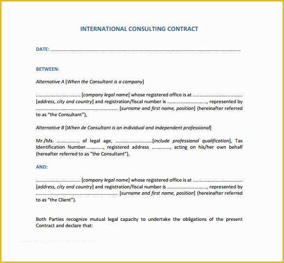 Consulting Agreement Template Free Of 8 Consultant Contract Templates to Download for Free
