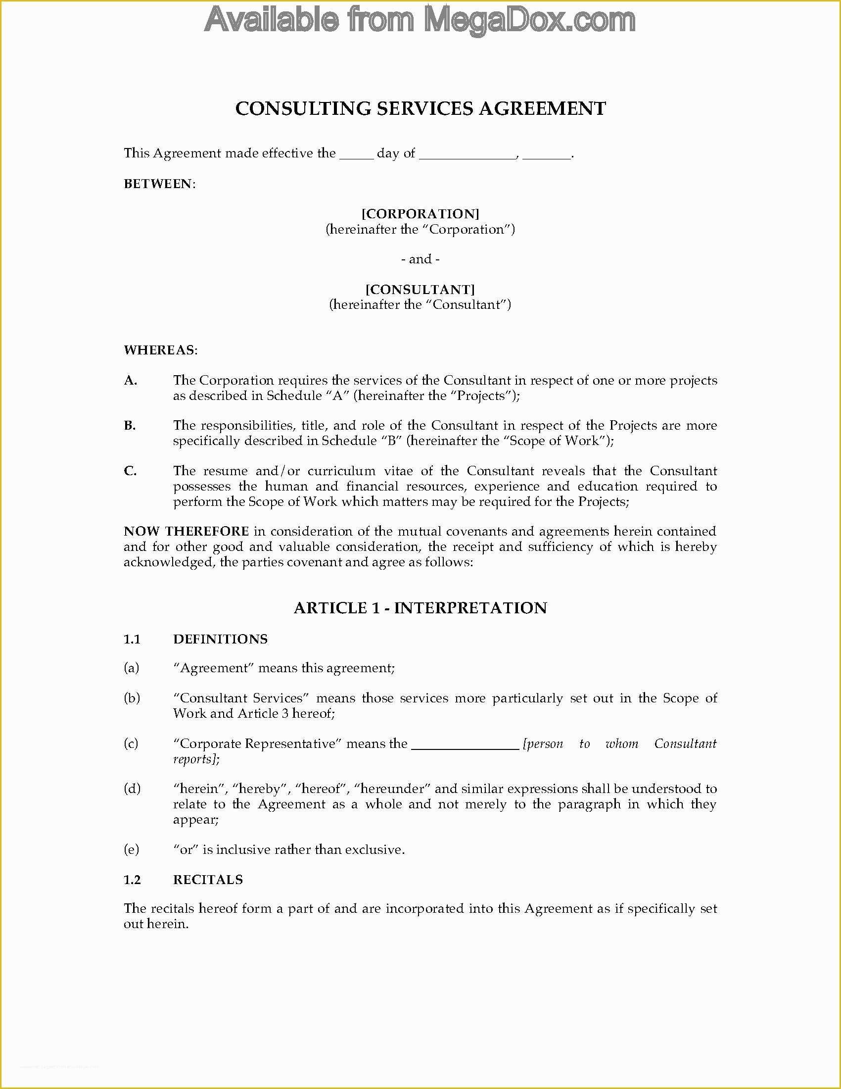 Consulting Agreement Template Free Of Canada Consulting Contract and Confidentiality Agreement