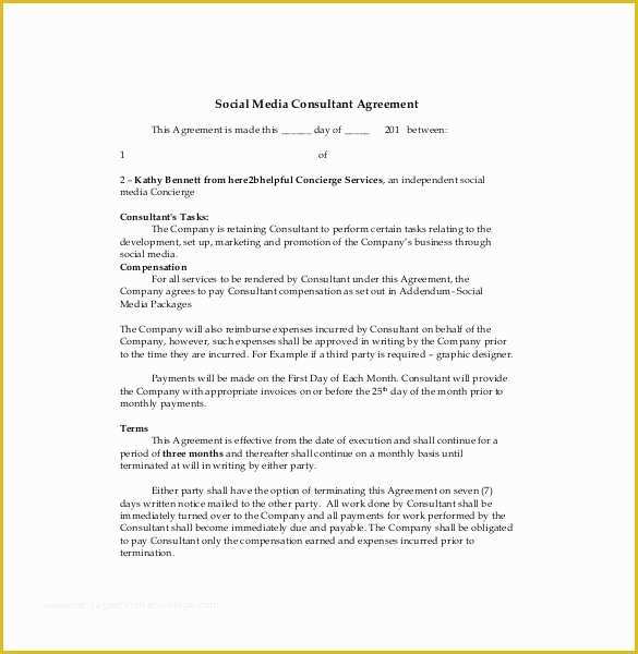 Consulting Agreement Template Free Of Consultant Agreement Template – 15 Free Word Pdf