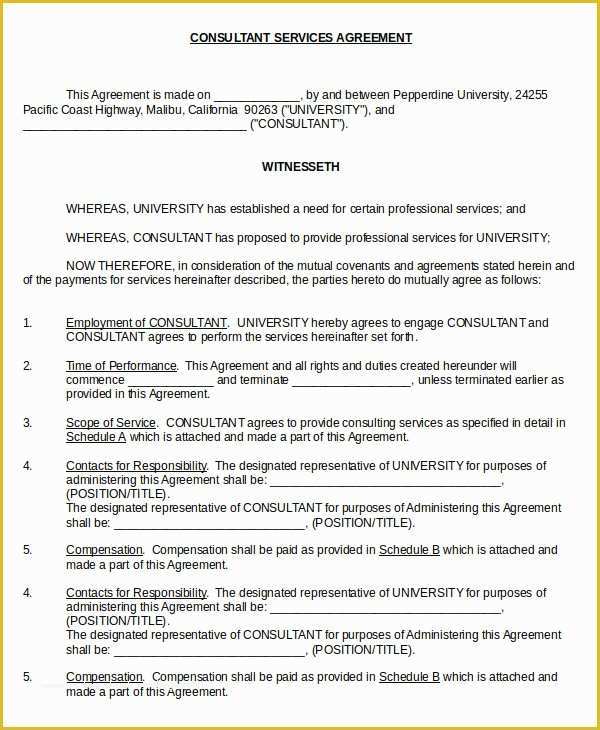 Consulting Agreement Template Free Of Consulting Agreement 11 Free Word Pdf Documents