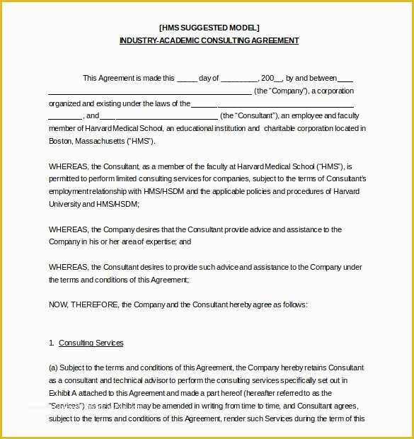 Consulting Agreement Template Free Of Hr Agreement Templates 5 Free Sample Example format