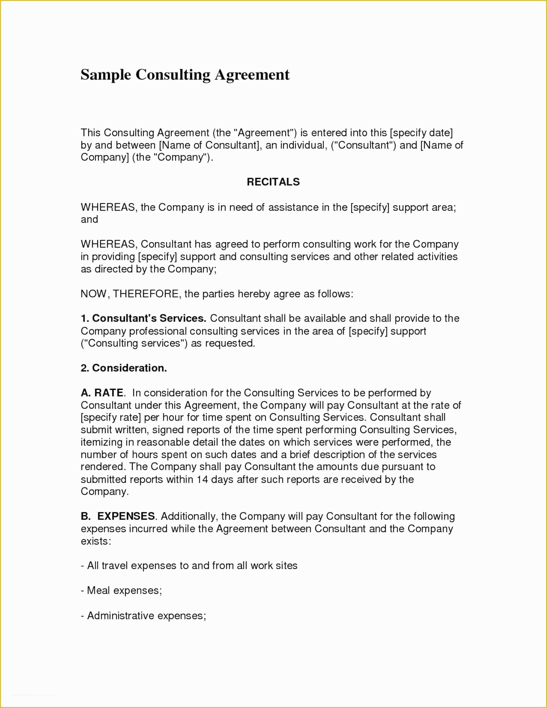 Consulting Agreement Template Free Of Template Business Consultant Agreement Template